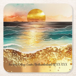 サンセットパーソナライズされたホリデーホームAirbnb沿岸 スクエアペーパーコースター