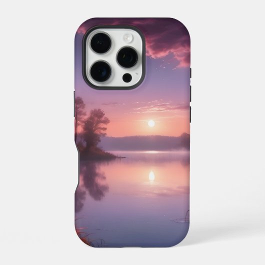 サンセットパープルレイクランドスケープ3 iPhoneケース (裏面)