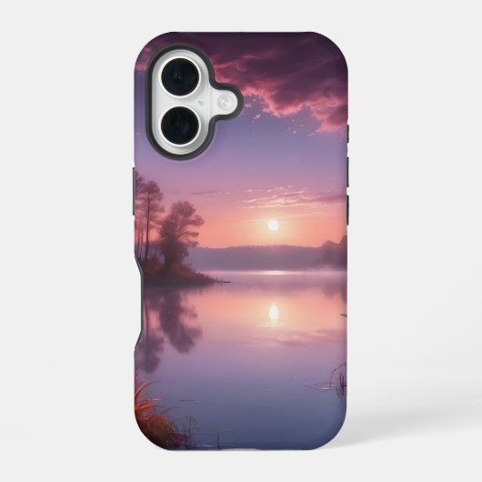 サンセットパープルレイクランドスケープ3 iPhone 16ケース (裏面)