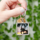 サンセットパームズトロピカルランドスケープ写真 キーホルダー (手)