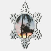 サンセットパームズトロピカルランドスケープ写真 スノーフレークピューターオーナメント (右)