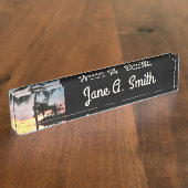 サンセットパームズトロピカルランドスケープ写真 デスクネームプレート (側面)