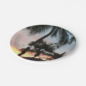 サンセットパームズトロピカルランドスケープ写真 ペーパープレート (アングル)