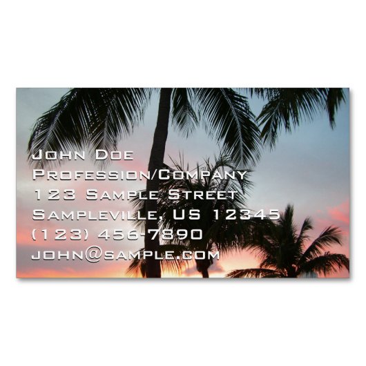 サンセットパームズトロピカルランドスケープ写真 マグネット名刺 (正面)