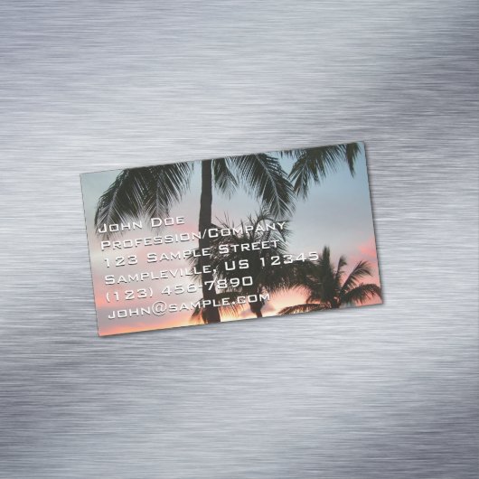 サンセットパームズトロピカルランドスケープ写真 マグネット名刺 (インサイチュ)