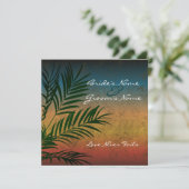 サンセットパームツリーの枝 ウェディング招待状 招待状 (スタンド正面)