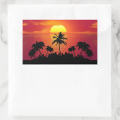 サンセットパームツリーシルエット 長方形シール (バッグ)