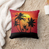 サンセットパームツリーシルエット–16514 クッション (ブランケット)