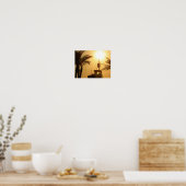 サンセットパームツリーズシップ値ポスター紙(マット) ポスター (キッチン)