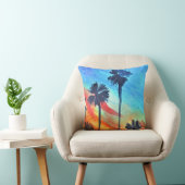 サンセットパームツリーズビーチサーフアート クッション (椅子)