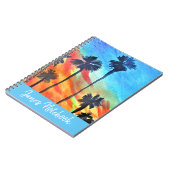 サンセットパームツリーズビーチサーフアート ノートブック (左側)