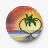 サンセットパームツリーズ紙プレート ペーパープレート (正面)