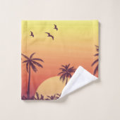 サンセットパームツリートロピカルビーチ バスタオルセット (ウォッシュタオル)