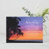 サンセットパームツリービーチをテーマにしたブライダルシャワー 招待状 (スタンド正面)