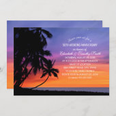 サンセットパームツリービーチウェディングアニバーサリーパーティー 招待状 (正面/裏面)