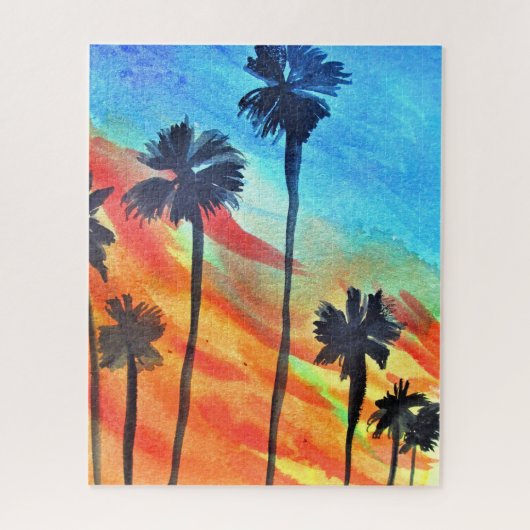 サンセットパームパズル絵画アート ジグソーパズル (縦)