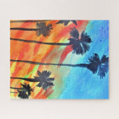 サンセットパームパズル絵画アート ジグソーパズル (横)