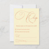 サンセットヒュースRSVPと食事の選択レスポンスカード 出欠カード (正面)