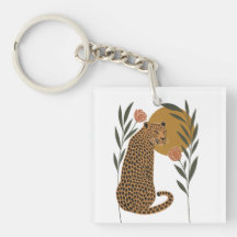 サンセットヒョウ – ボタニカルジャングルアート