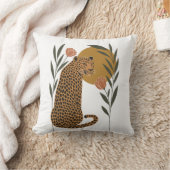 サンセットヒョウ – ボタニカルジャングルアート クッション (ブランケット)