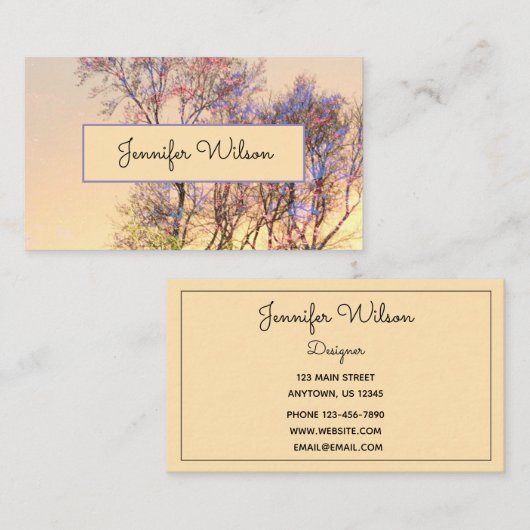 サンセットビジネスカード付き美しい木 名刺 (正面/裏面)