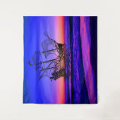 サンセットビューが望めるブルーオーシャンビーチ - マジックボート タペストリー (正面)