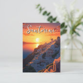 サンセットビューサントリーニギリシャCyclades旅行 ポストカード (スタンド正面)