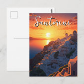 サンセットビューサントリーニギリシャCyclades旅行 ポストカード (正面/裏面)