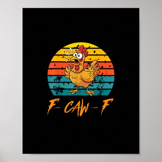 サンセットビンテージF-Caw-FチキンTシャツ 面白い ポスター (正面)