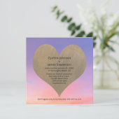 サンセットビーチでの砂のハート　結婚式後受付招待状 招待状 (スタンド正面)