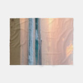 サンセットビーチと海 フリースブランケット (正面(横))