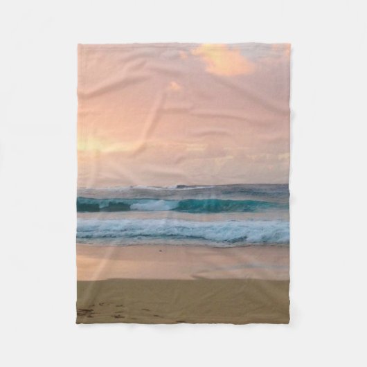 サンセットビーチと海 フリースブランケット (正面)