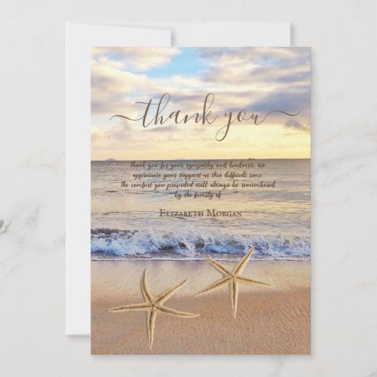 サンセットビーチのヒトデの写真　人生の祝祭 サンキューカード (正面)