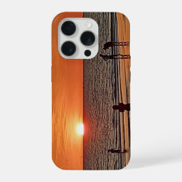 サンセットビーチの壁画 海岸のオーシャンデコレーション iPhone 15 PROケース
