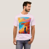 サンセットビーチの孤独 セレニティデザイン Tシャツ (正面フル)
