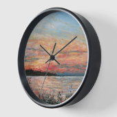 サンセットビーチの海岸線の絵画 壁時計 (傾斜)