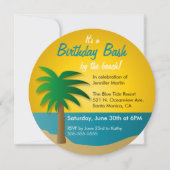サンセットビーチの誕生日パーティー招待状 招待状 (正面)