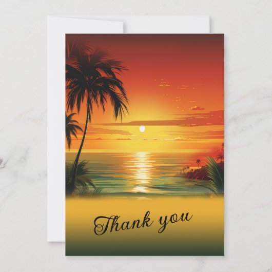 サンセットビーチをテーマにした結婚式招待状 招待状 (裏面)