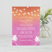 サンセットビーチウェディングパームツリーエレガント水彩 招待状 (スタンド正面)