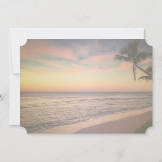 サンセットビーチウェディング、パーム 返信 招待状 (裏面)