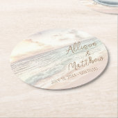 サンセットビーチウェディング ラウンドペーパーコースター (アングル)
