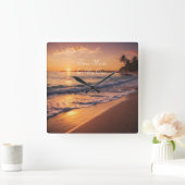 サンセットビーチウォーククロック スクエア壁時計 (ホーム)