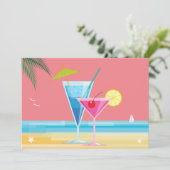 サンセットビーチカップルのシャワー招待状 招待状 (スタンド正面)