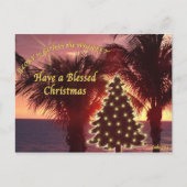 サンセットビーチクリスマスカードクリスチャン シーズンポストカード (正面)