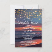 サンセットビーチストリングライツサマーブライダルシャワー 招待状 (正面)