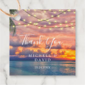 サンセットビーチストリングライツサンキューメッセージカード フェイバータグ (正面)