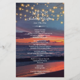 サンセットビーチストリングライトサマー結婚ズメニュー