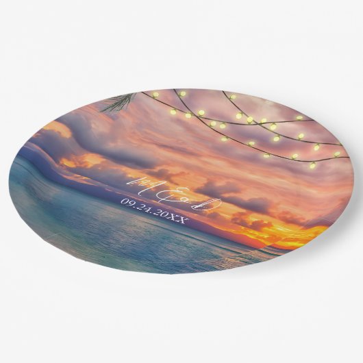 サンセットビーチストリングラ結婚イト ペーパープレート (アングル)