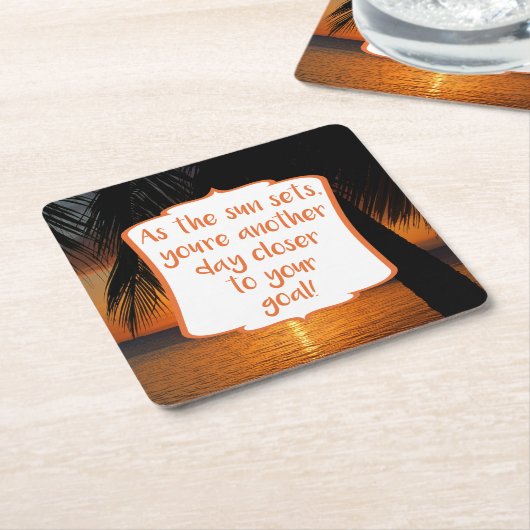 サンセットビーチテーマターゲットゴール勇気付けられる スクエアペーパーコースター (アングル)