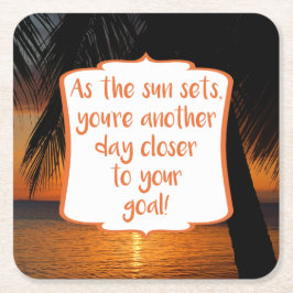 サンセットビーチテーマターゲットゴール勇気付けられる スクエアペーパーコースター